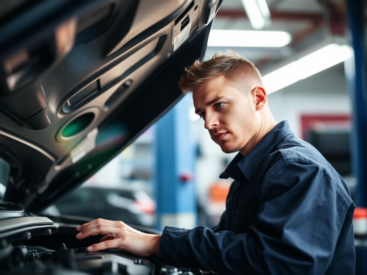 Mechanic servicing a vehicle